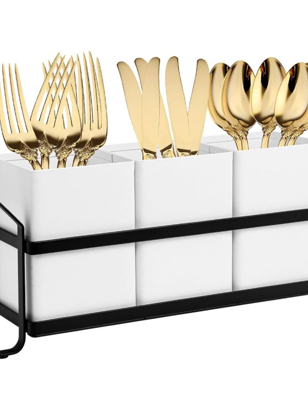 Utensil Holder Silverware Caddy for Party Countertop, 3pcs Bins Set Silverware C